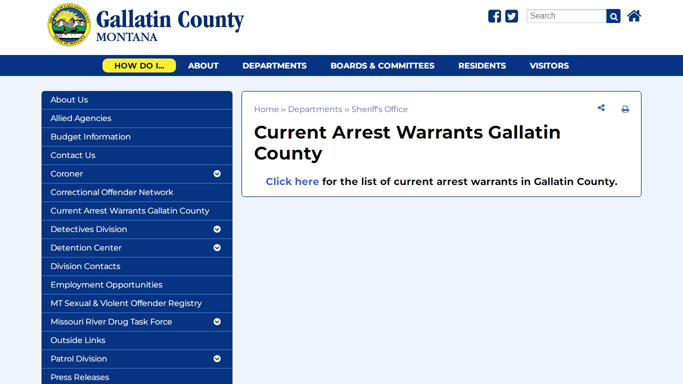 Current Arrest Warrants Gallatin County